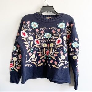 Aratta Silent Journey Embroidered Knit Sweater Size Medium
